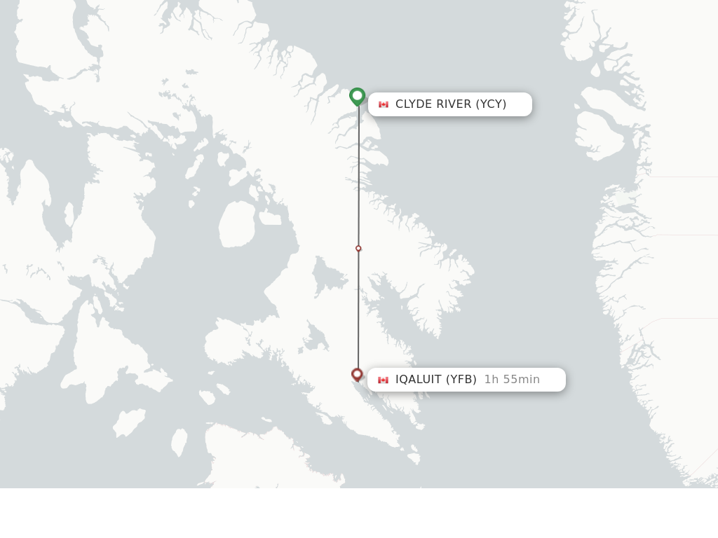 Flights from Clyde River to Iqaluit route map