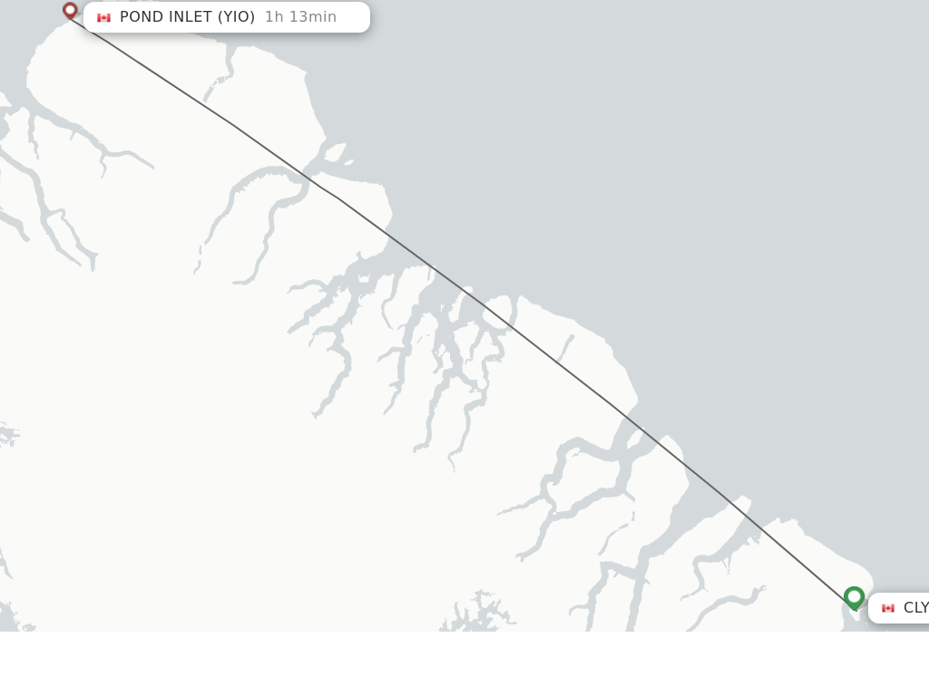 Flights from Clyde River to Pond Inlet route map