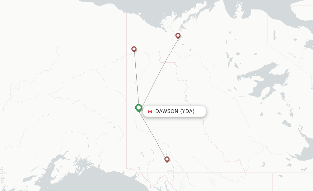 Route map with flights from Dawson City with Air North