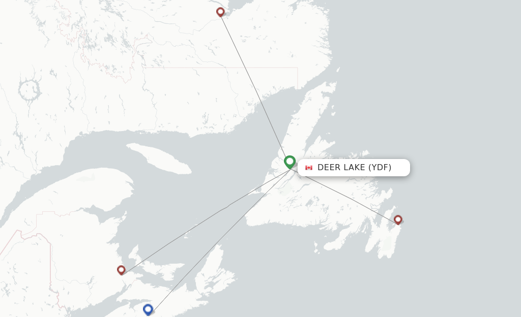Route map with flights from Deer Lake with PAL Aerospace