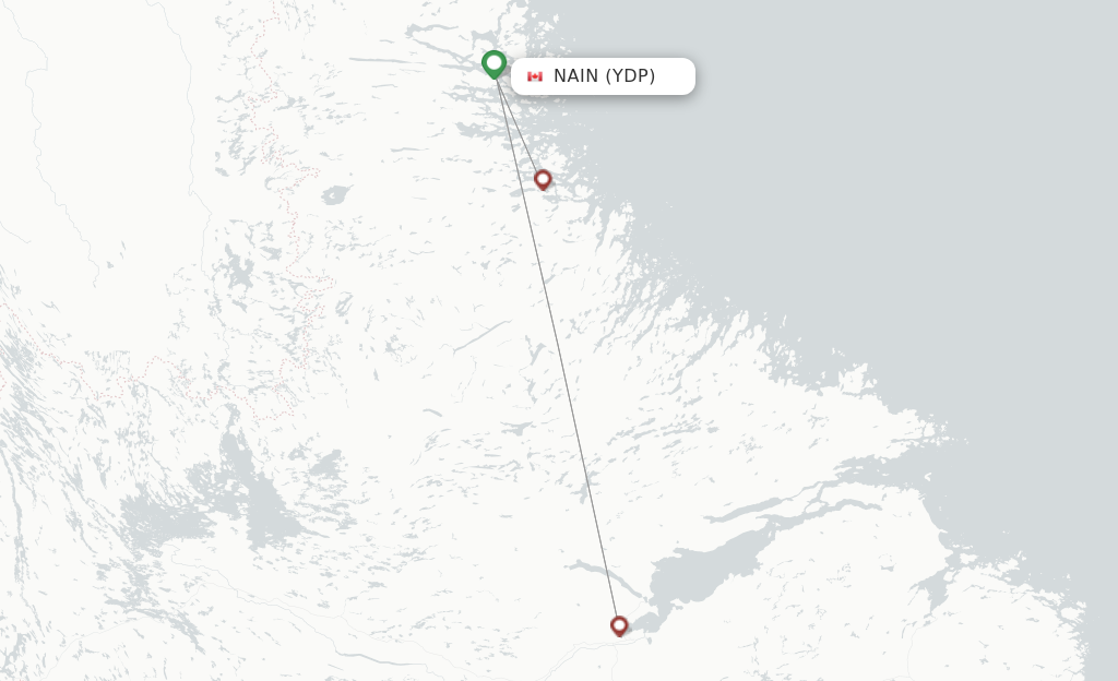 Route map with flights from Nain with PAL Aerospace