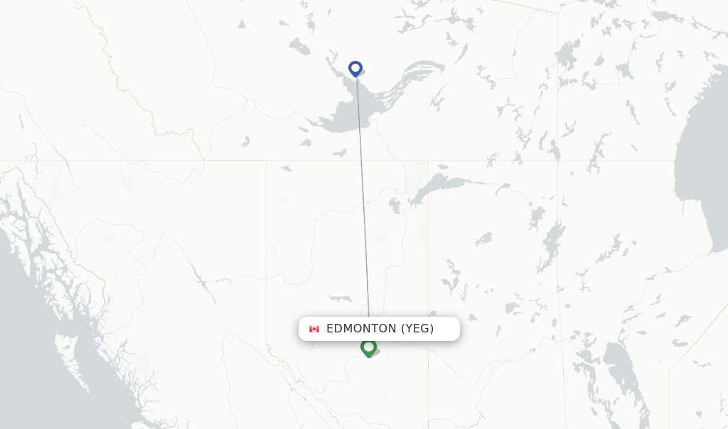 Route map with flights from Edmonton with Canadian North
