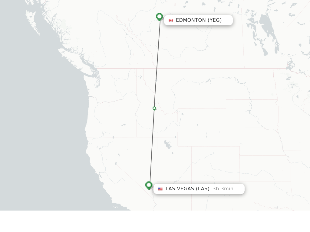 Flights from Edmonton to Las Vegas route map