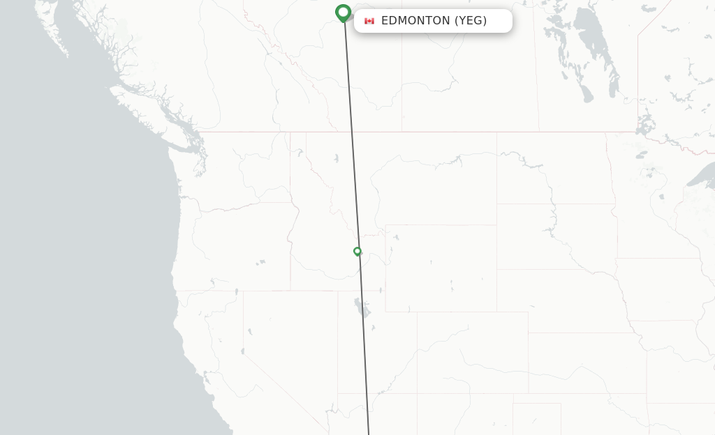 Flights from Edmonton to Phoenix route map
