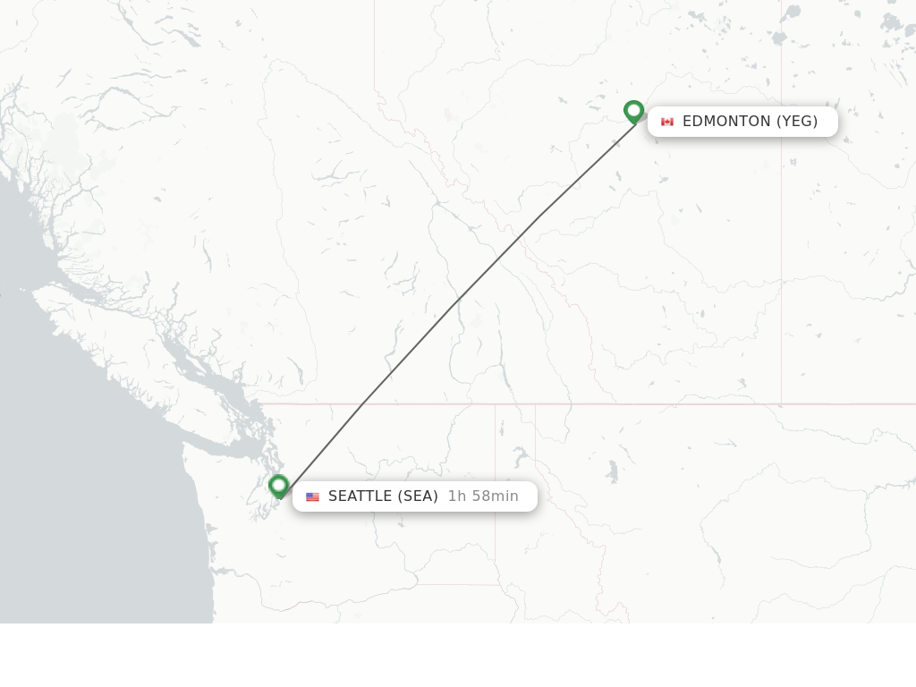 Flights from Edmonton to Seattle route map