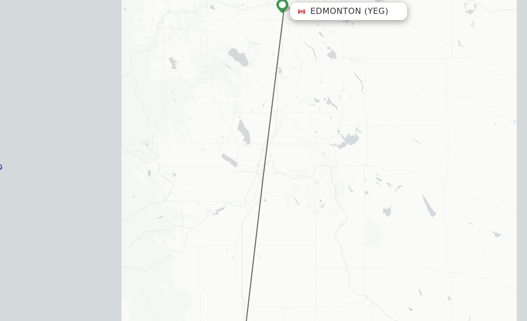Flights from Edmonton to Calgary route map