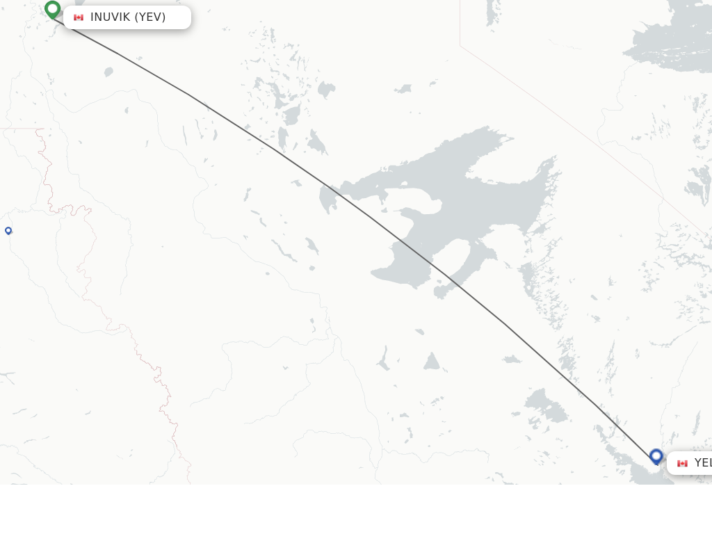 Flights from Inuvik to Yellowknife route map