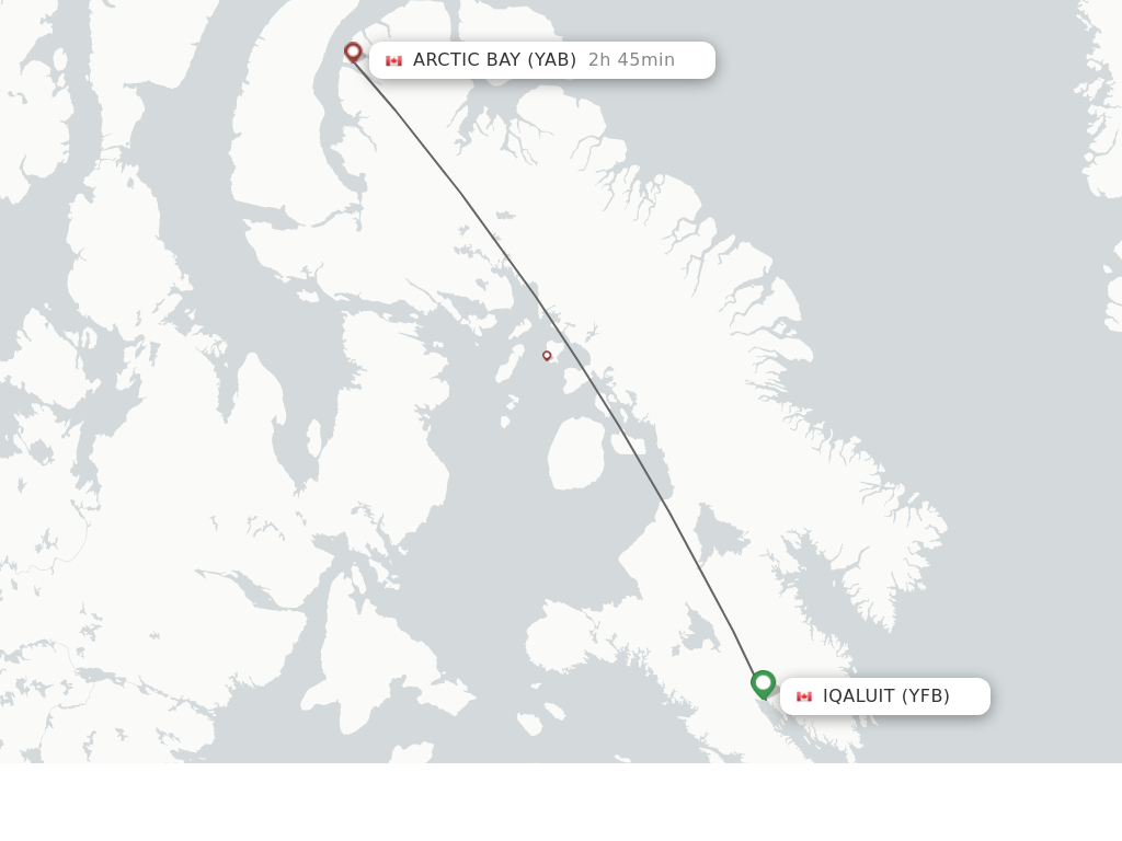 Flights from Iqaluit to Arctic Bay route map
