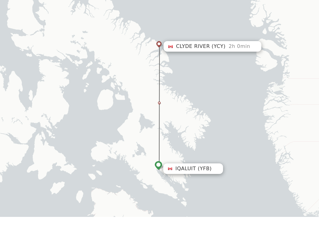 Flights from Iqaluit to Clyde River route map