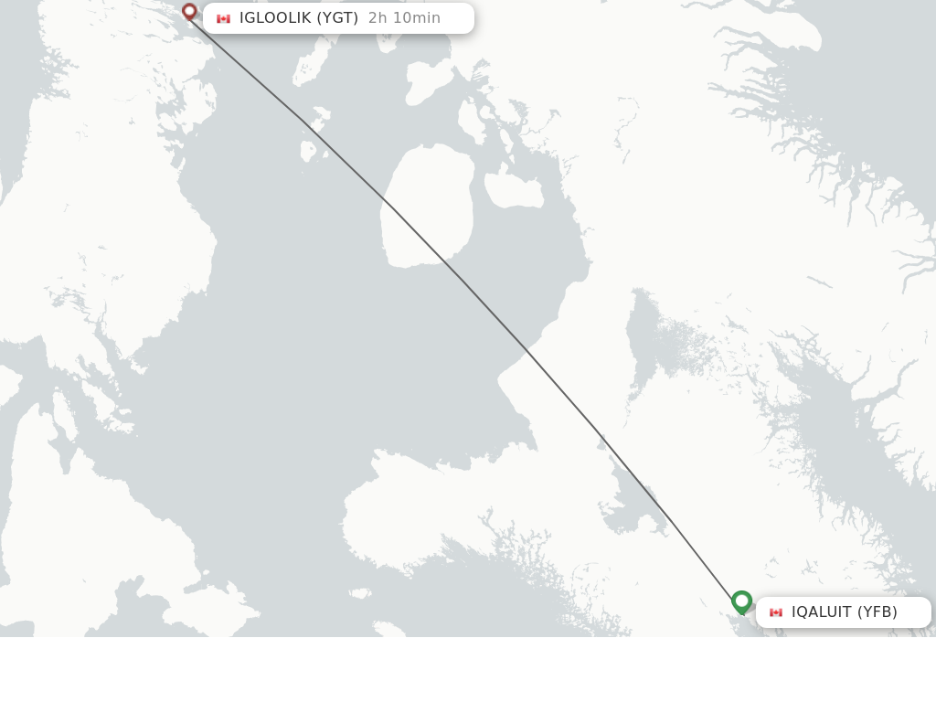 Flights from Iqaluit to Igloolik route map