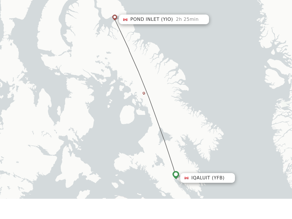 Flights from Iqaluit to Pond Inlet route map
