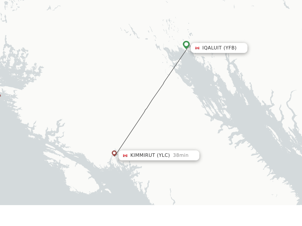 Flights from Iqaluit to Kimmirut route map