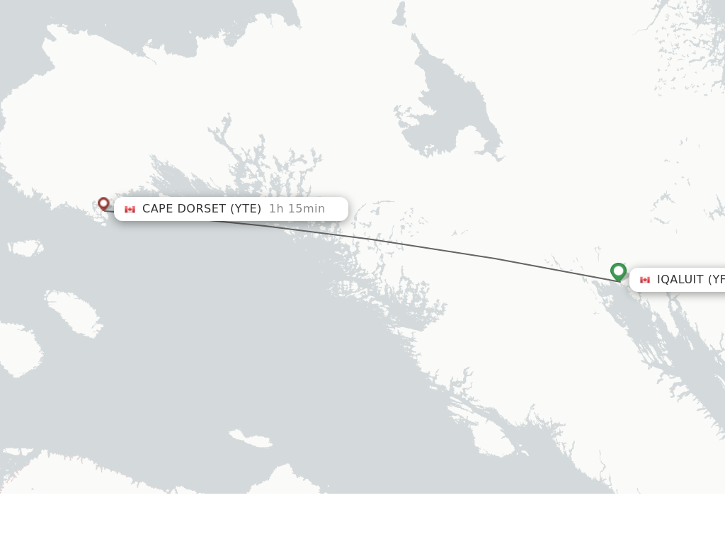 Flights from Iqaluit to Cape Dorset route map