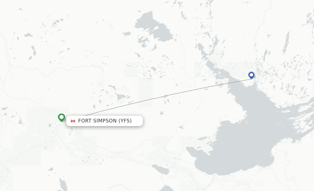 Route map with flights from Fort Simpson with Canadian North