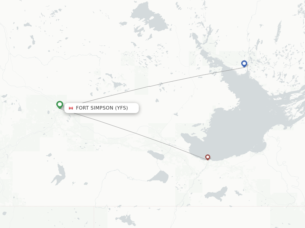 Flights from Fort Simpson to Hay River route map