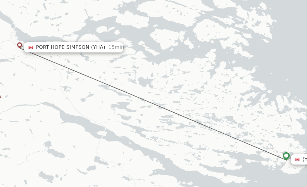 Flights from Fox Harbour to Port Hope Simpson route map