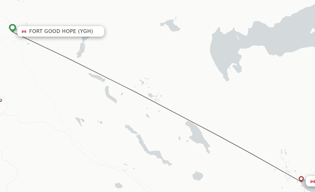 Flights from Fort Good Hope to Deline route map