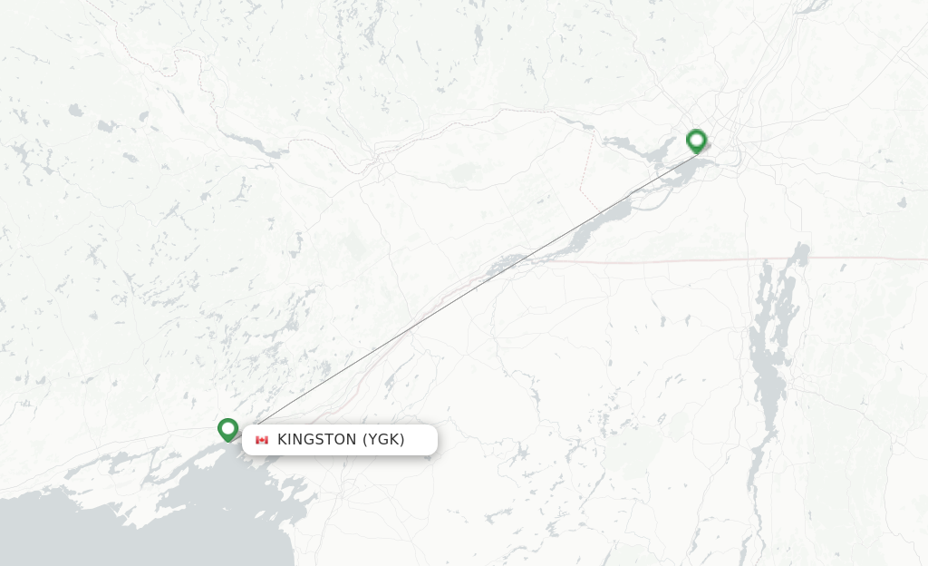 Route map with flights from Kingston with Pascan