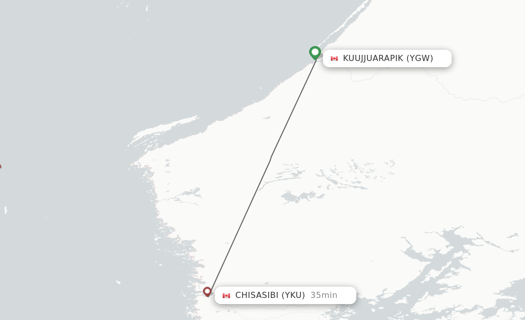 Flights from Kuujjuarapik to Chisasibi route map