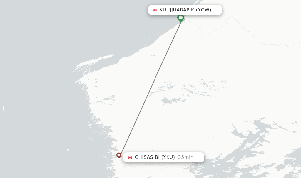 Flights from Kuujjuarapik to Chisasibi route map