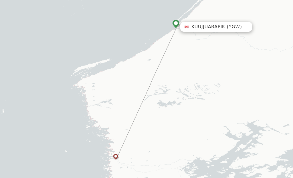 Route map with flights from Kuujjuarapik with Air Creebec