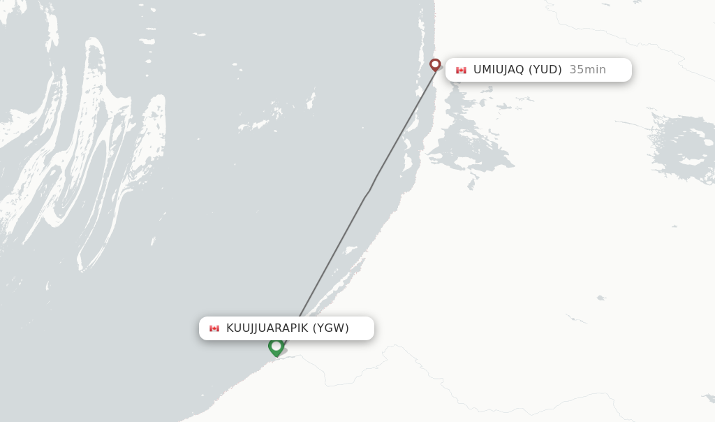 Flights from Kuujjuarapik to Umiujaq route map