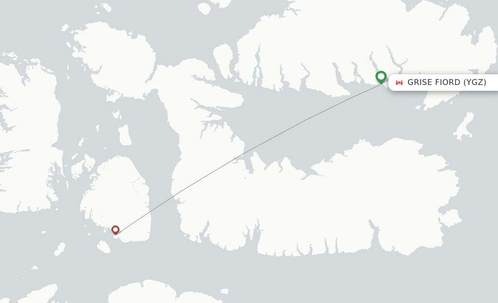 Route map with flights from Grise Fiord with Canadian North