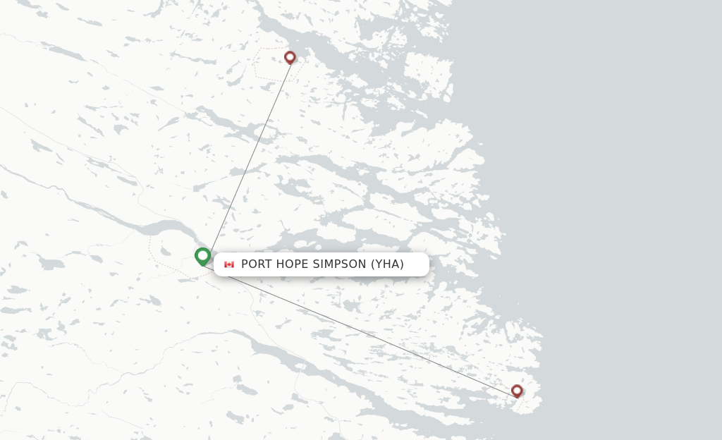 Route map with flights from Port Hope Simpson with PAL Aerospace