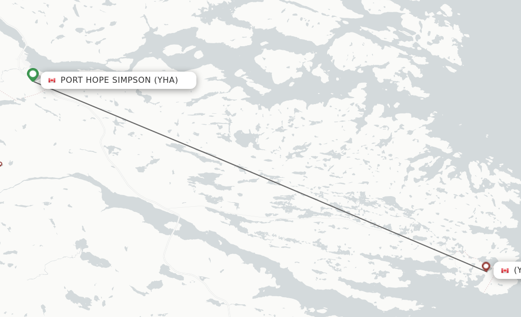 Flights from Port Hope Simpson to  route map