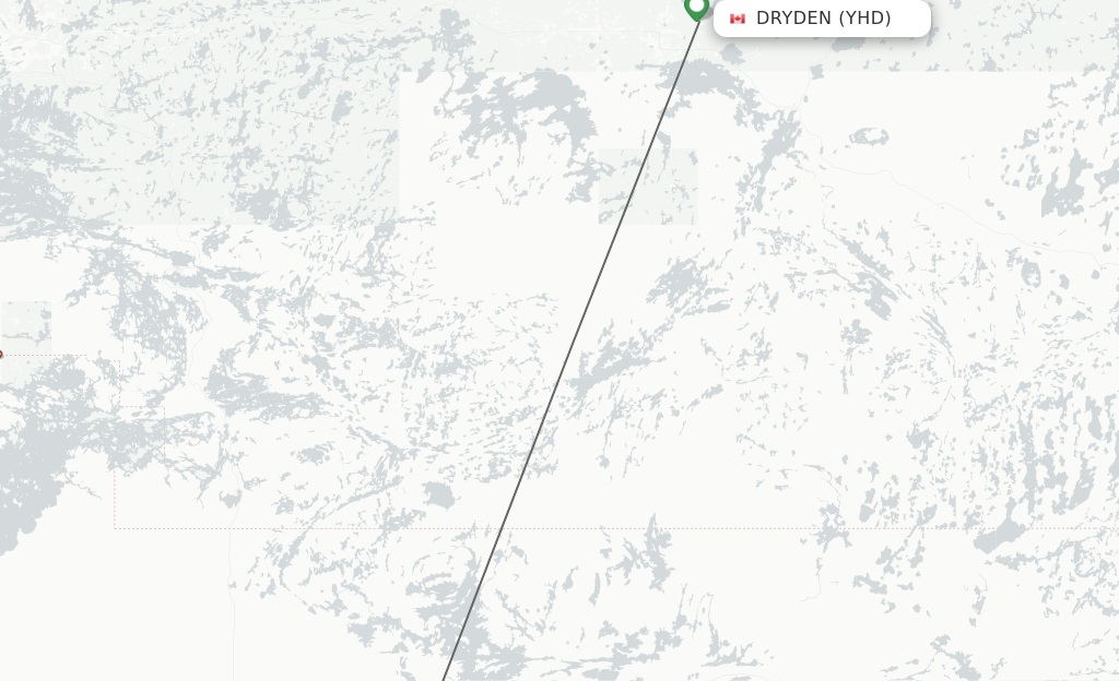 Flights from Dryden to Fort Frances route map