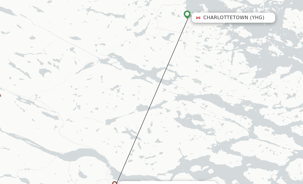 Flights from Charlottetown to Port Hope Simpson route map