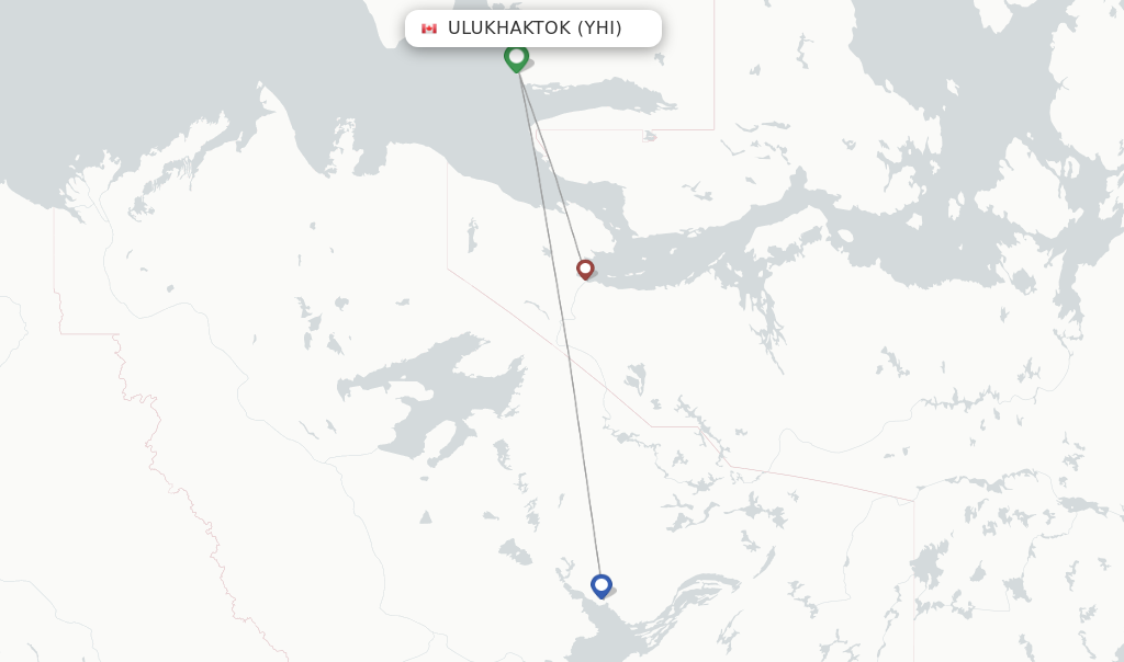 Route map with flights from Ulukhaktok with Canadian North