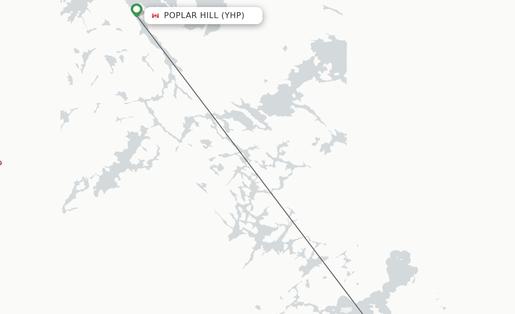 Flights from Poplar Hill to Pikangikum route map