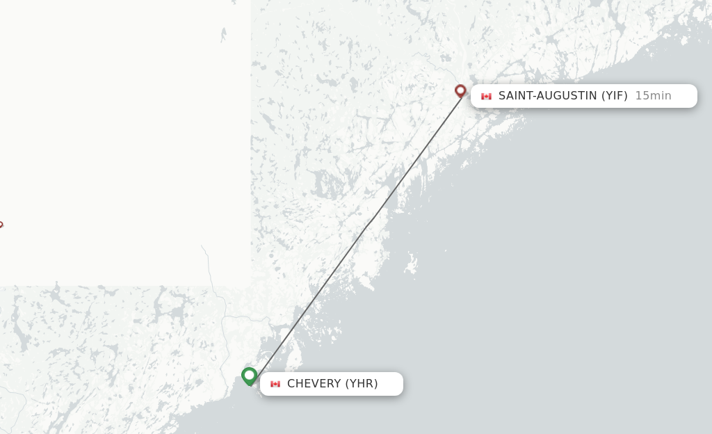 Flights from Chevery to Saint-Augustin route map