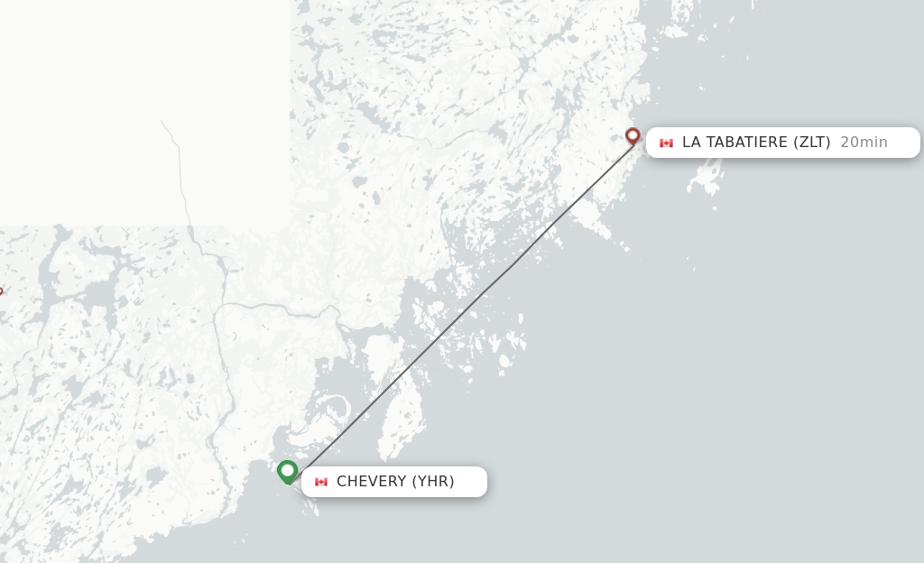 Flights from Chevery to La Tabatiere route map