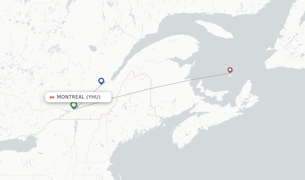 Route map with flights from Montreal with Pascan