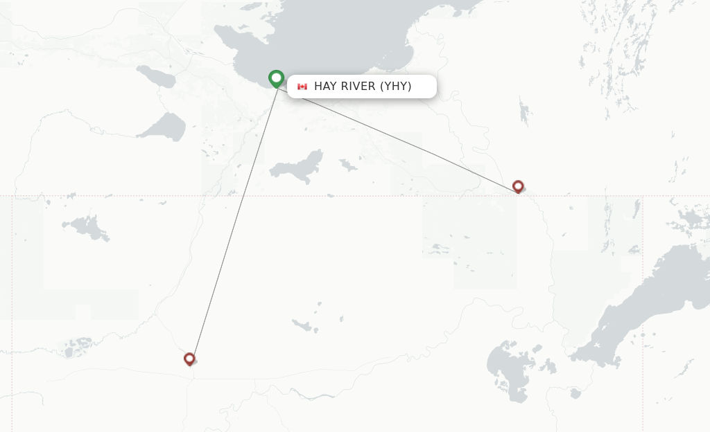 Route map with flights from Hay River with Northwestern Air