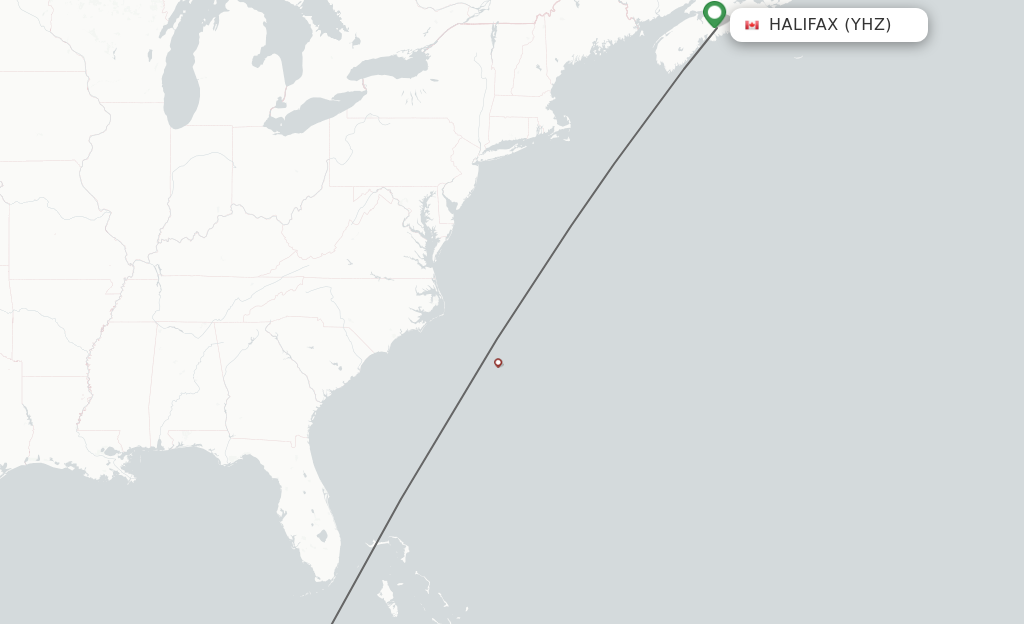 Flights from Halifax to Cayo Largo Del Sur route map