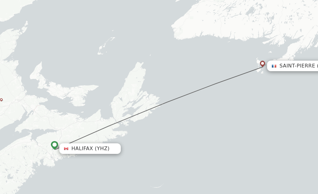 Flights from Halifax to Saint Pierre route map