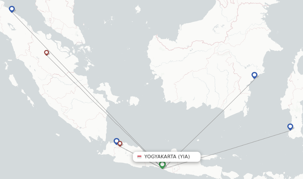 Route map with flights from Yogyakarta with Citilink