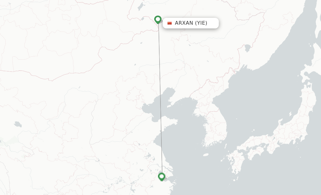 Route map with flights from Arxan with Capital Airlines
