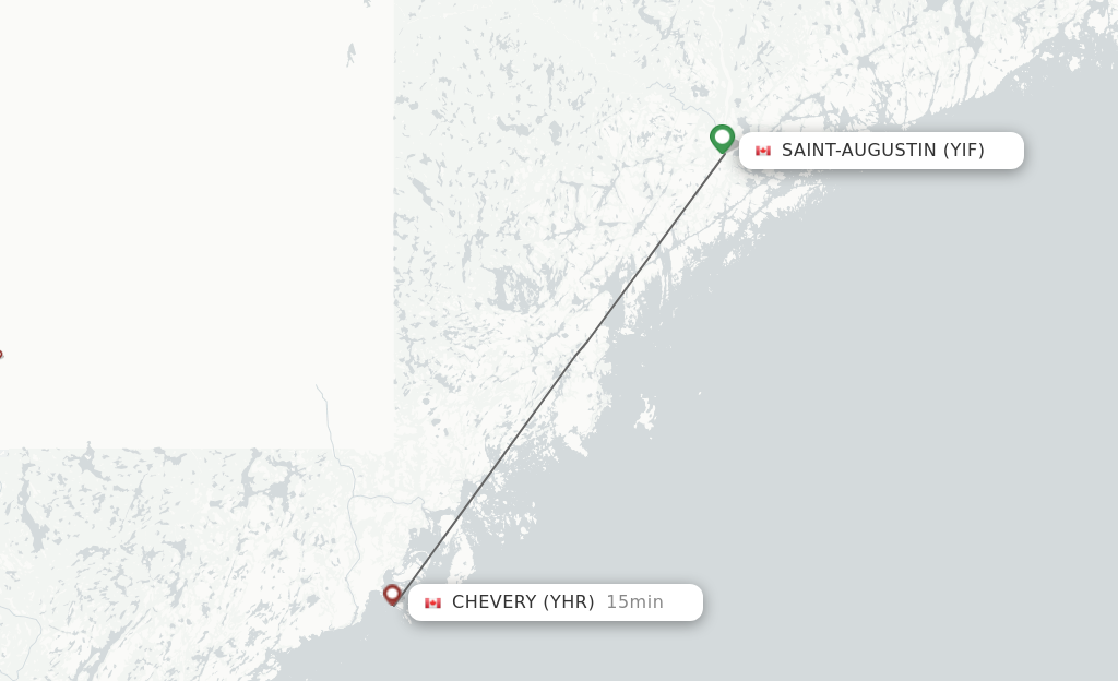 Flights from Saint-Augustin to Chevery route map