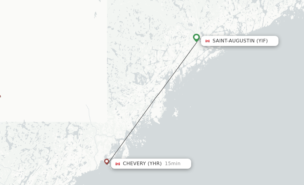 Flights from Pakuashipi to Chevery route map