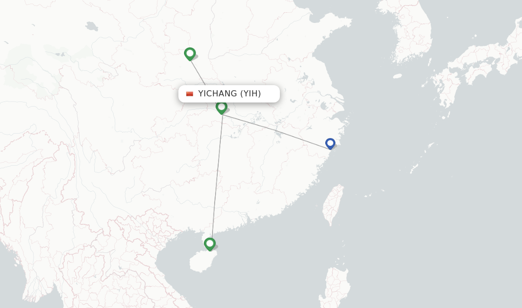 Route map with flights from Yichang with Air Changan