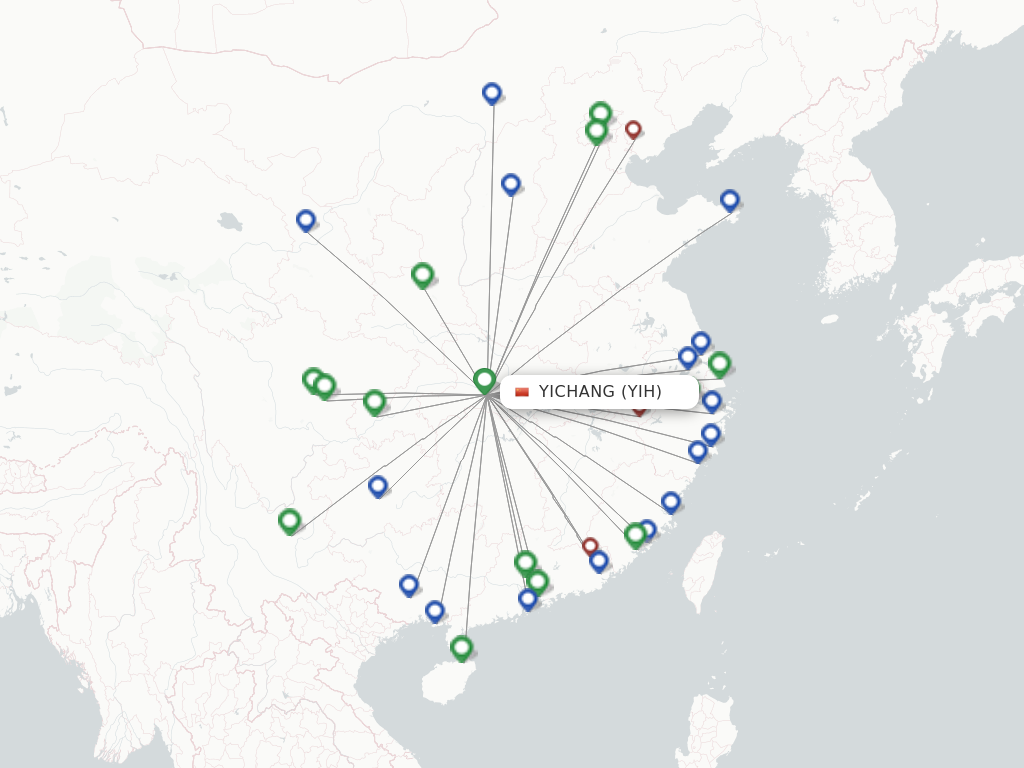 Flights from Yichang to Chengdu route map