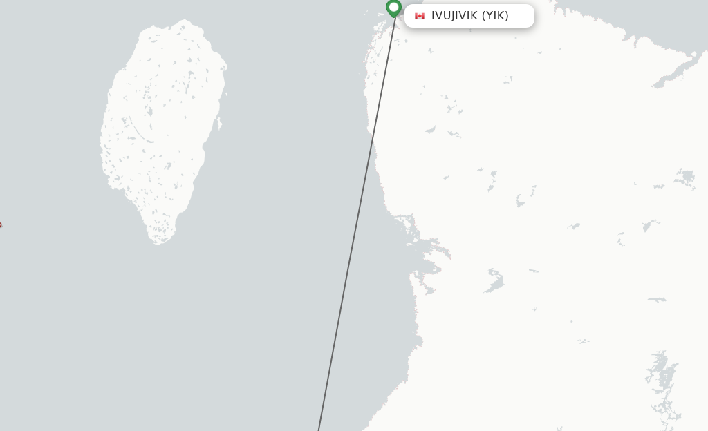 Flights from Ivujivik to Akulivik route map