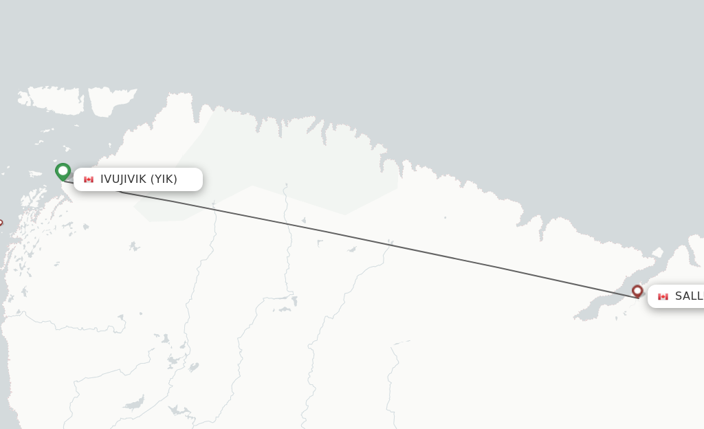 Flights from Ivujivik to Salluit route map