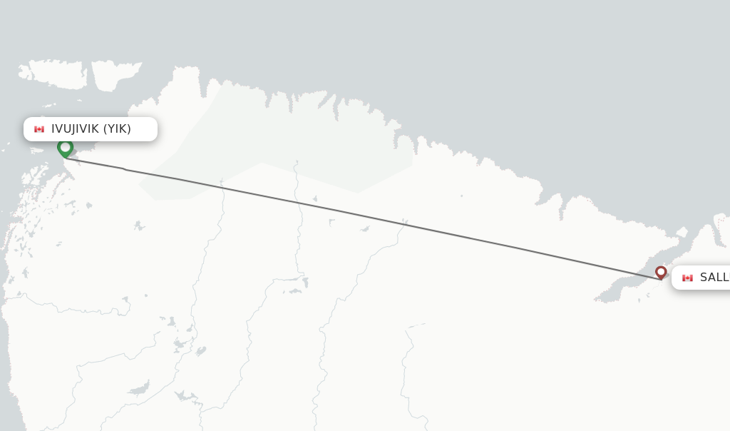 Flights from Ivujivik to Salluit route map