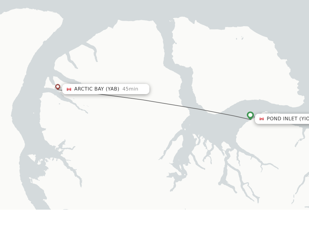 Flights from Pond Inlet to Arctic Bay route map