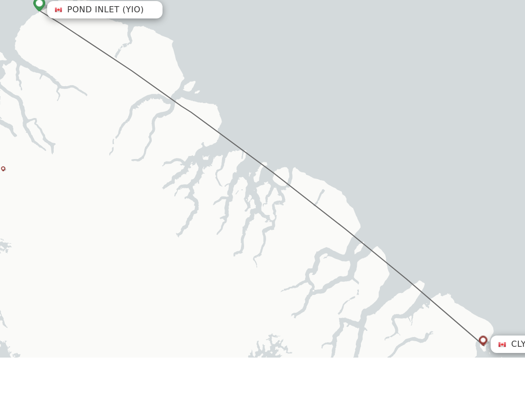Flights from Pond Inlet to Clyde River route map
